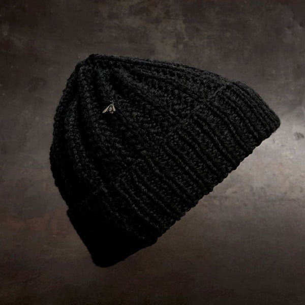 WERKSTATT MUNCHEN 925 silver buckle cashmere knitted hat collection unisex style German handmade WM-M8060-YMH anthracite gray sterling silver bee PWM3